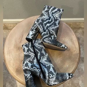 No brand name snake print booties